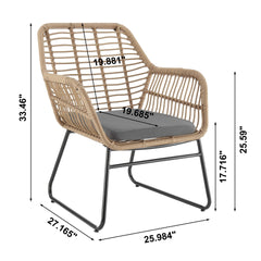 4-Piece Conversation Set in Tan and Gray