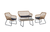 4-Piece Conversation Set in Tan and Gray