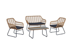 4-Piece Conversation Set in Tan and Gray
