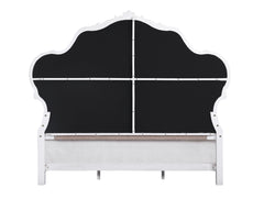 Latisha Fabric & White Finish Queen Bed