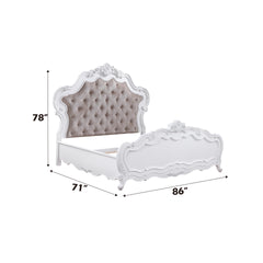 Latisha Fabric & White Finish Queen Bed