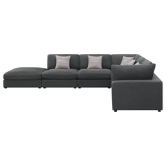 Rhette Charcoal 6-piece Upholstered Sectional with Reversible Cushions