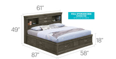 Elegant Gray Full Storage Bed