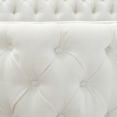 Brooklyn Queen Tufted Panel Bed Headboard and Footboard Set, Antique White Polyester