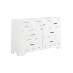 Modern White Finish Dresser with 7-Drawers Smooth Glides Transitional Bedroom Furniture 1pc Storage Cabinet