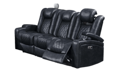 Modern Contemporary Style Power Reclining Sofa 1pc Adjustable Headrest Storage Sofa Cup Holder Ink Blue Finish Primary Living Room Furniture