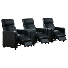 Warren Black Upholstered 3-seater Home Theater with 2 Wedge Consoles