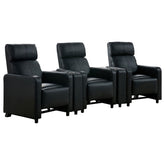 Warren Black Upholstered 3-seater Home Theater with 2 Wedge Consoles