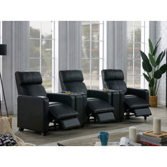 Warren Black Upholstered 3-seater Home Theater with 2 Wedge Consoles