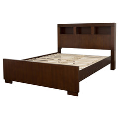 Copper Cappuccino Eastern King LED Storage Bookcase Bed
