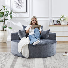 55'L Chenille Sponge single sofa,No Assembly Required,Fluffy Modern Sleeper Chair for Living room, Bedroom, Lounge and Projection Room(Not a swivel chair.)