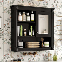 32'' Bathroom Wall Cabinet with Mirror, Wall Mounted Medicine Cabinet with 4 Shelves, Mirrored Door Over Toilet Storage Cabinet& Adjustable Shelves