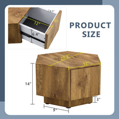 Simple and Practical! MDF material hexagonal coffee table with drawers.Made of high-quality materials,Adopting a unique hexagonal design,simple and elegant without losing personality.