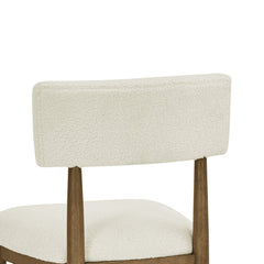 Dafne Set of 2 Walnut Oak Dining Side Chairs with Beige Sherpa Fabric