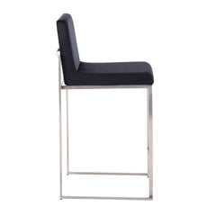 Fuji 26" Contemporary High Back Counter Stool in Stainless Steel and Black Velvet by LumiSource - Set of 3