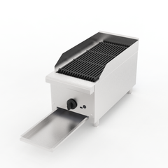 12 Inch Commercial Gas Lava Rock Charbroiler, Countertop Stainless Steel Grill with 1 Burner 28000 BTU, Natural Gas/Propane, Durable Cast Iron Grates, Restaurant BBQ Broiler