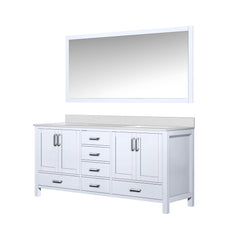 White Double Bath Vanity 72 in. W x 22 in. D, Cultured Marble Top, and 28 in. Mirror