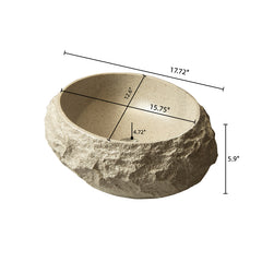 Luna 18'' Bathroom Sink, Irregular Oval Resin Vessel Basin with Stone Pattern, Artistic Style Sink, NO Faucet, Beige Color