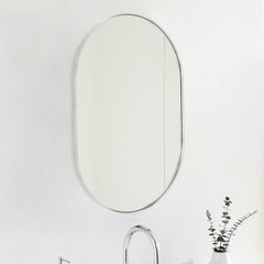 Silver 20 x 33 Inch Metal Oval Mirror