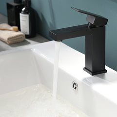 Black Bathroom Faucet, Brushed Black Faucet for Bathroom Sink, Black Single Hole Bathroom Faucet Modern Single Handle Vanity Basin Faucet
