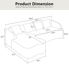 Full Compression L-Shape Sectional Sofa with Curved Chaise, Green Modular Chenille Couch, High-Density for Apartment Living Room