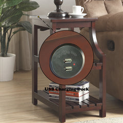 Wasaki Espresso Finish Accent Table W/USB