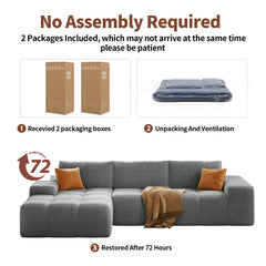 L-shaped modular combination sofa, no assembly required, deep seat sofa with 3 cushions, soft fabric upholstery, suitable for modern lounge chairs in living rooms and bedrooms