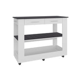 Kitchen island with Open Storage and 3 Shelves, White