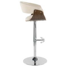 Vintage Mod Mid-Century Modern Adjustable Barstool with Swivel in Walnut and Cream Fabric by LumiSource - Set of 2