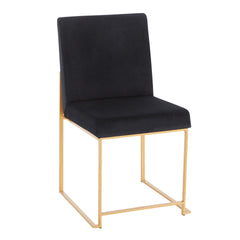 High Back Fuji Contemporary Dining Chair in Gold and Black Velvet by LumiSource - Set of 2