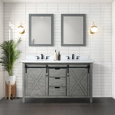 Ash Grey Double Bath Vanity 60 in. W x 22 in. D, with White Quartz Countertop