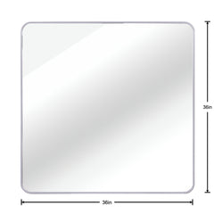 36in x 36in Inch Silver Metal Framed Square Bathrrom Mirror for Wall.