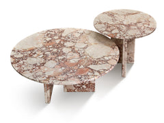 Pink natural marble Nesting Coffee Table Set (2-Piece), Round φ70cm & 45cm , Polished Finish, living room table, natural stone, genuine marble, real marble