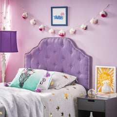 Tufted Upholstered Headboard Twin Size, Solid Wood Head Board with Durable Metal Legs, Adjustable Height Twin headboard with Nailhead Trim,fabric Headboard in Modern Button Tuffted Design