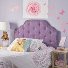 Tufted Upholstered Headboard Twin Size, Solid Wood Head Board with Durable Metal Legs, Adjustable Height Twin headboard with Nailhead Trim,fabric Headboard in Modern Button Tuffted Design