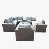 Outdoor 7-Person Wicker Conversation Set with Cushions Fully Assembled