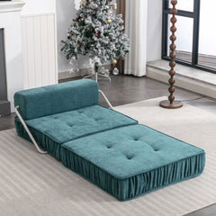 Green Folding Sofa , Futon Sleeper Chair, Convertible Chair Floor Couch & Sleeping Mattress for Living Room, Guest Room, Home Office, Apartment, Small space, Removable Back Cushio