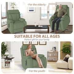 Power Lift Recliner for Elderly, Heavy Duty Lift Chair Recliners for Small Spaces, Electric Recliner Chairs for Seniors, Remote Control, Adjustable, Side Pocket (Dark Green+ Snowflake Velvet)