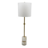 D10x34" Ipori Alabaster And Metal Buffet Lamp