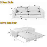 93" King Size Sleeper Sofa Bed, Pull Out Sofa Bed, 3 in 1 Convertible Sleeper Sofa, Chaise Lounge,3 Seat Teddy Couch with 2 Lumbar Pillows for Living Room,Beige/White(Old Sku:W1885S00053/W1885S00161)