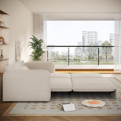 93" King Size Sleeper Sofa Bed, Pull Out Sofa Bed, 3 in 1 Convertible Sleeper Sofa, Chaise Lounge,3 Seat Teddy Couch with 2 Lumbar Pillows for Living Room,Beige/White(Old Sku:W1885S00053/W1885S00161)