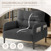 UNITED WE WIN corduroy fabric, comfortable monochrome single person wide seat chair, suitable for living rooms and bedrooms