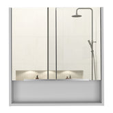 Jaspe Mirror Cabinet, Three Internal Shelves, One Open Shelf, Double Door Cabinet -White