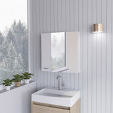 Sines Mirror Medicine Cabinet, With Four Internal Shelves, Double Door, Minimalist Bathroom Storage, White