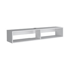 Warrior 59" Floating Tv Stand with Two open shelves, media compartments and cable management White