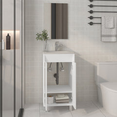 Brady Mirror Bathroom Cabinet, One Door, Two Shelves, White
