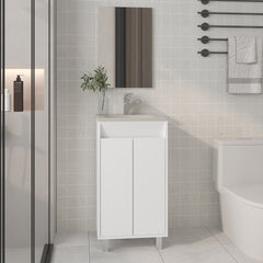Brady Mirror Bathroom Cabinet, One Door, Two Shelves, White