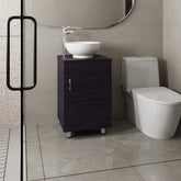 Tacna 18" Wide Free Standing One Door Vanity, With Vessel Porcelain Sink, Bathroom Storage, Black