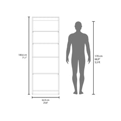 Home 2 Door Bookcase Cronos, 2 Open Shelves And Concealed Storage, Stained Walnut