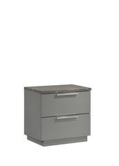 Elara Nightstand – Two-Tone High-Gloss Marble & Lacquer Finish with Red Velvet-Lined Drawers and Metal-Finished Legs- Gray same as B009P309299 (CA inventory)